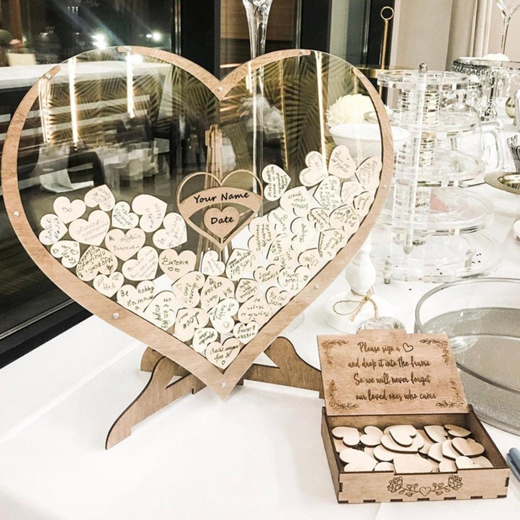 [stdzsw] Heart Shaped 3D Wedding Guest Book Drop Box Guest Registry สําหรับแผนกต้อนรับส่วนหน้างานแต่
