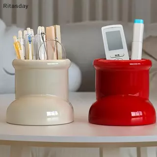 Ritasday รองเท้าสีแดงตกแต่งคริสต์มาสผู้ถือปากกา Multi-Functional Desk Organizer แปรงแต่งหน้าเดสก์ท็อป Office Art Supplies Storage ใหม่