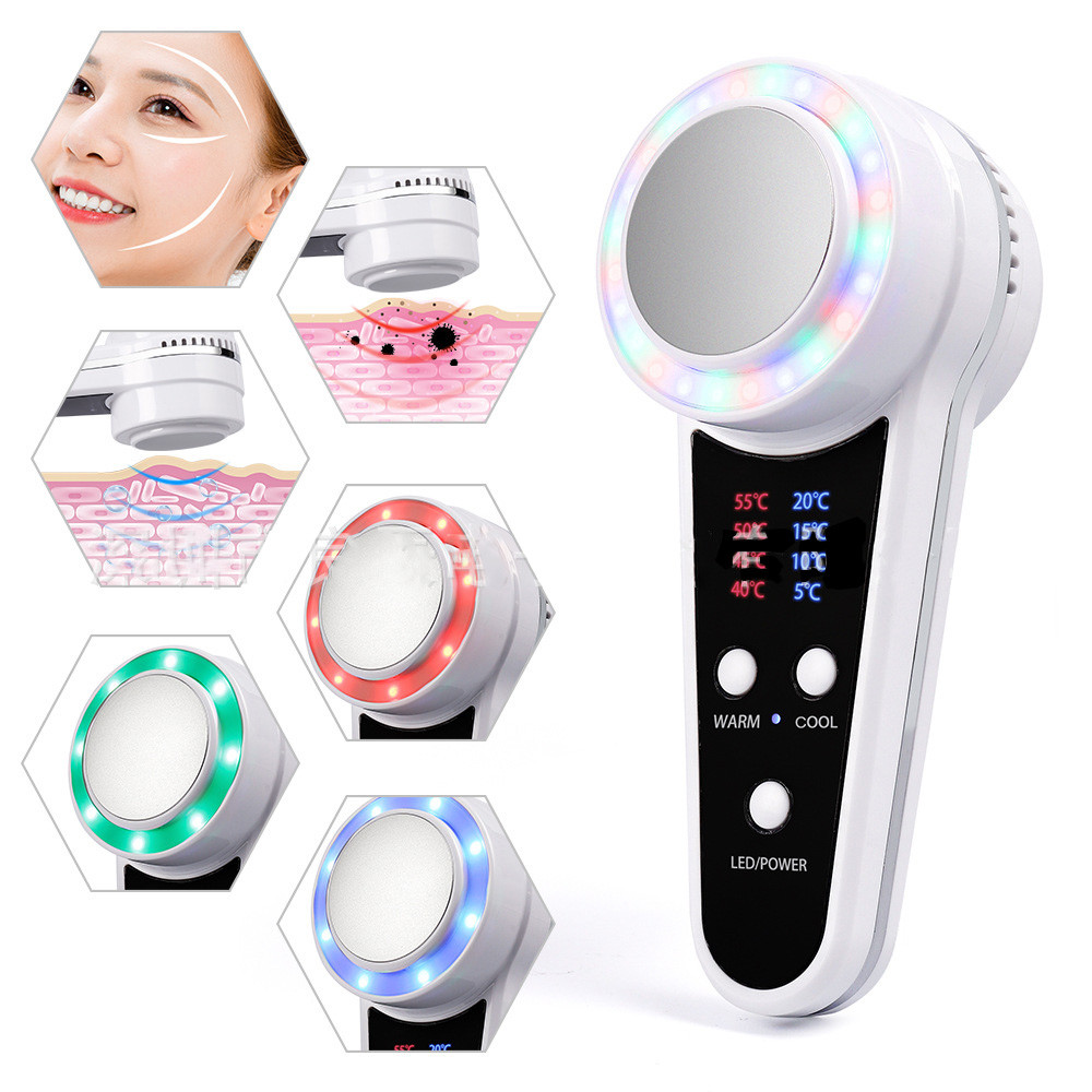 3 สี LED Photon Therapy ค้อนร้อนเย็น Cryotherapy Calm ผิวอุ่นน้ําแข็งเครื่องทําความร้อนใบหน้ายกกระชับผิวอุปกรณ์กระชับ