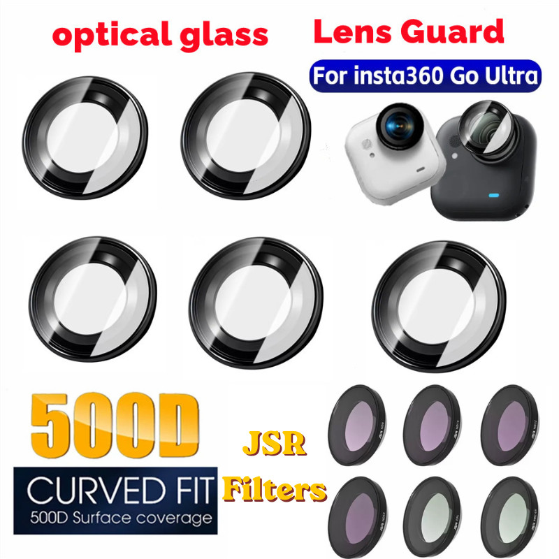 Optical Glass Lens Guards Filters Kit สําหรับ Insta360 Go Ultra ตัวป้องกันเลนส์กล้อง HD Anti-Fog Anti-Scratch Knob Mount CPL Polarizing สีดํานุ่ม Anti-glare Night Filter เลนส์มาโคร