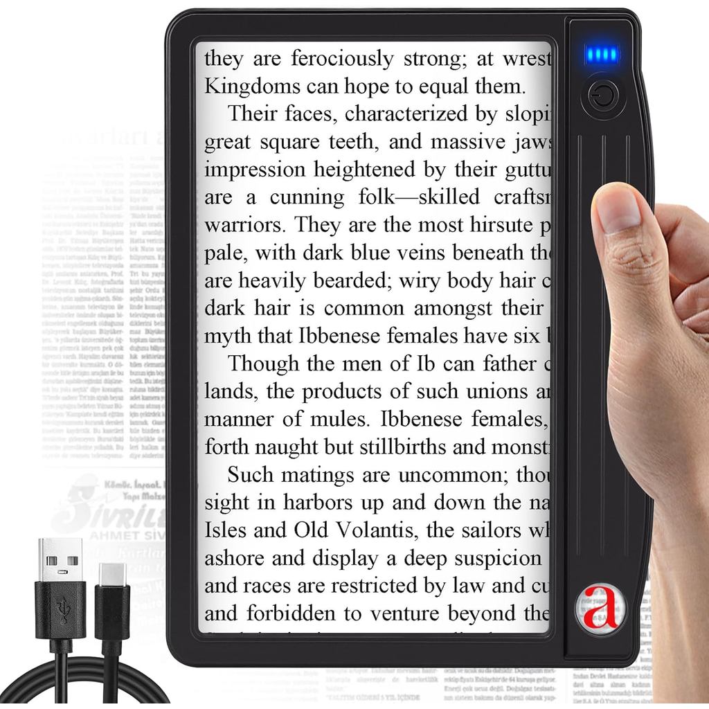 6X 30X แว่นขยายแบบชาร์จไฟได้พร้อมไฟ, แว่นขยายแบบใช้มือถือสําหรับอ่านหนังสือ, แว่นขยายแบบเต็มหน้าขนาด