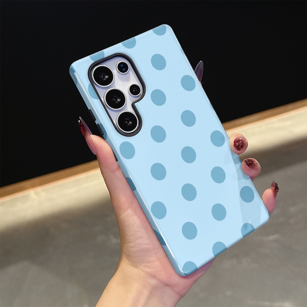เคสโทรศัพท์ลายจุดสีฟ้าสําหรับ Samsung S26 S23 S24 S25 Plus Ultra A16 A26 A36 A56 5G สองชั้นปกหลัง ราคา ถูกที่สุด ดีลบีเคเค แกลเลอรีภาพที่ 3