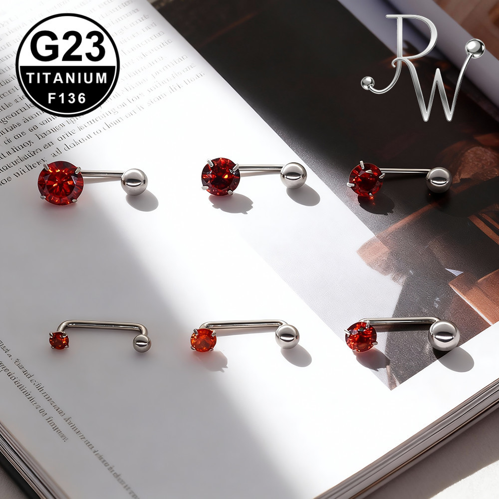 Barbell Tysonium Surface พร้อม Micro Dermal Anchor สีแดง ขนาด 16G