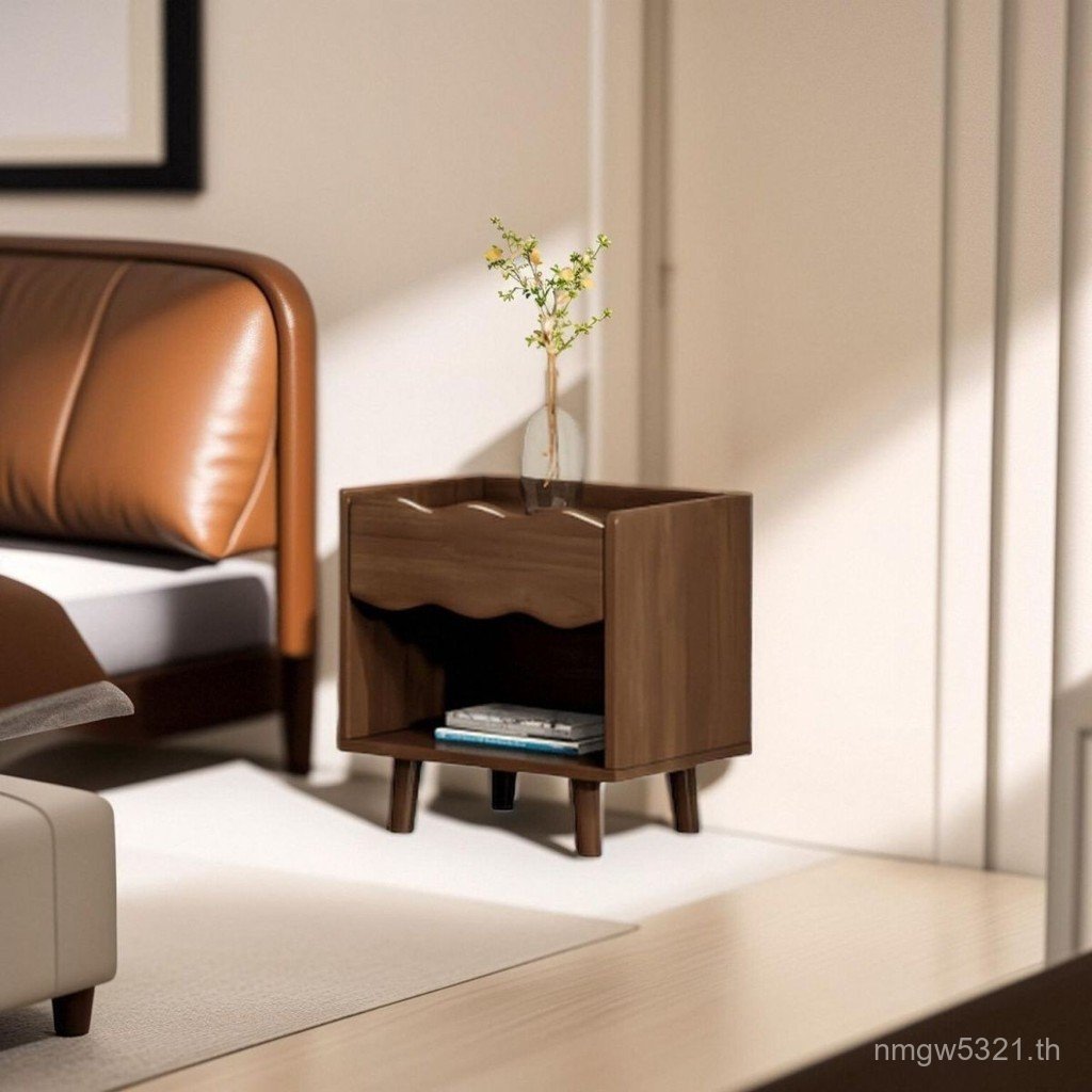Retro Wave เตียงไม้โมเดิร์นเตียงคู่สไตล์ใหญ่ 1.5m ห้องนอนหลัก Solid French Full Simple Bed 1.8m QOA9