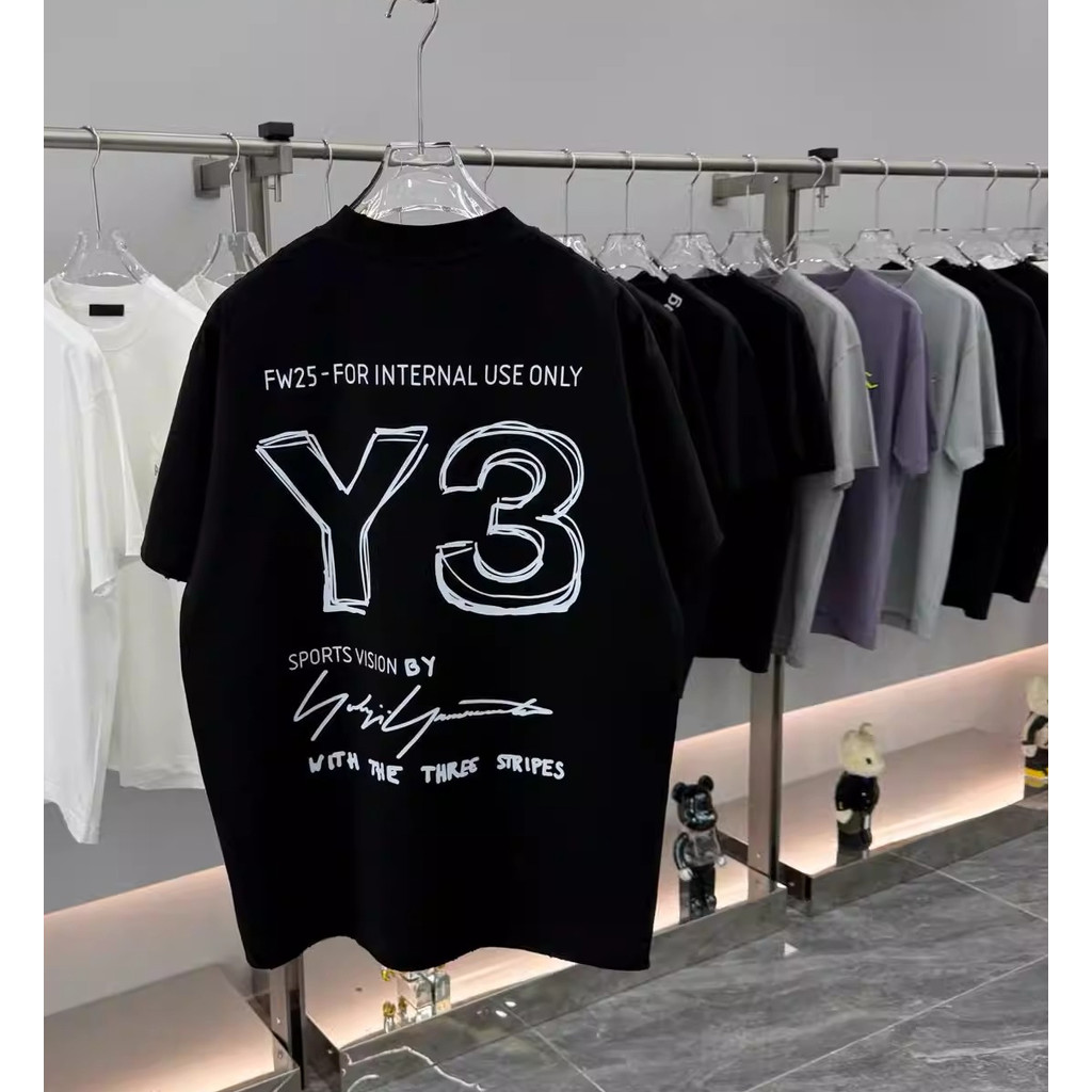 เสื้อยืดผู้ชายแขนสั้น 100% ผ้าฝ้าย ออกแบบอินเทรนด์ ทรงหลวม พิมพ์ลายเซ็นรอบอก