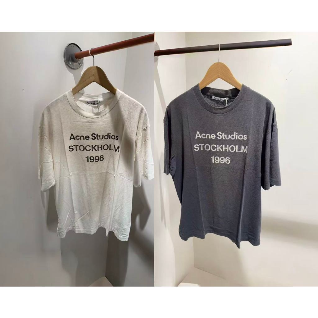 เสื้อยืดแขนสั้นคอกลมแบบหลวม สไตล์ย้อนยุคปี 1996 พิมพ์โลโก้ AC Unisex