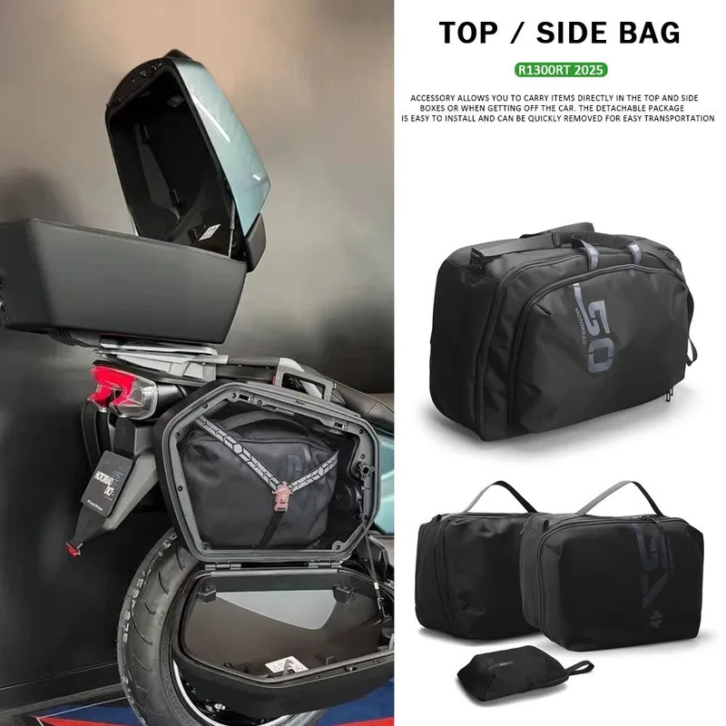 ใหม่อุปกรณ์เสริมรถจักรยานยนต์ด้านข้างกระเป๋าเดินทางสําหรับ BMW R 1300 RT สีดํา Topcase Next กระเป๋าด