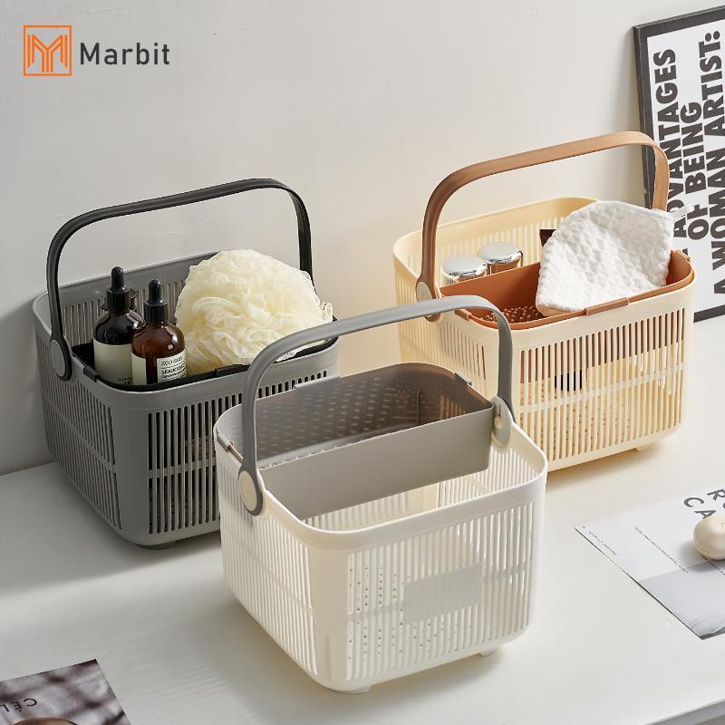 Marbit ห้องน้ําพลาสติกตะกร้าอาบน้ําขนาดเล็กอุปกรณ์อาบน้ําตะกร้าเก็บแบบพกพาในครัวเรือน Sundries Organizer อาบน้ําเครื่องสําอางคอนเทนเนอร์ null