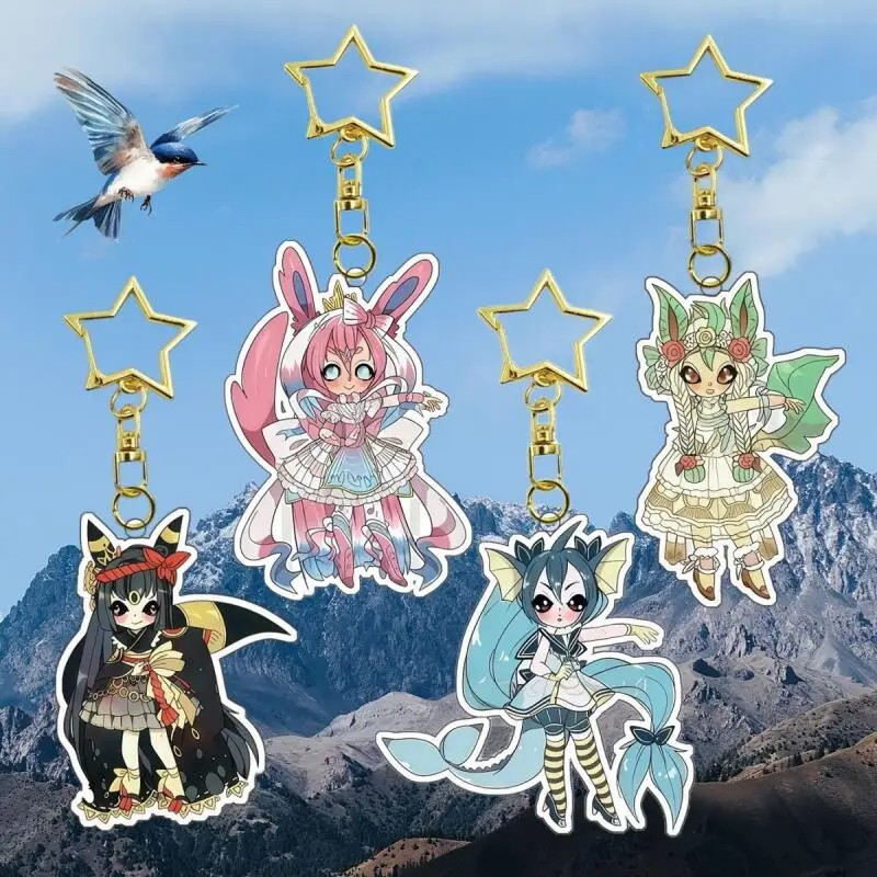 Mica พวงกุญแจอะคริลิคอะนิเมะ Pokemon Gijinka Umbreon Sylveon Vaporeon Leafeon น่ารักส่วนบุคคลกระเป๋า