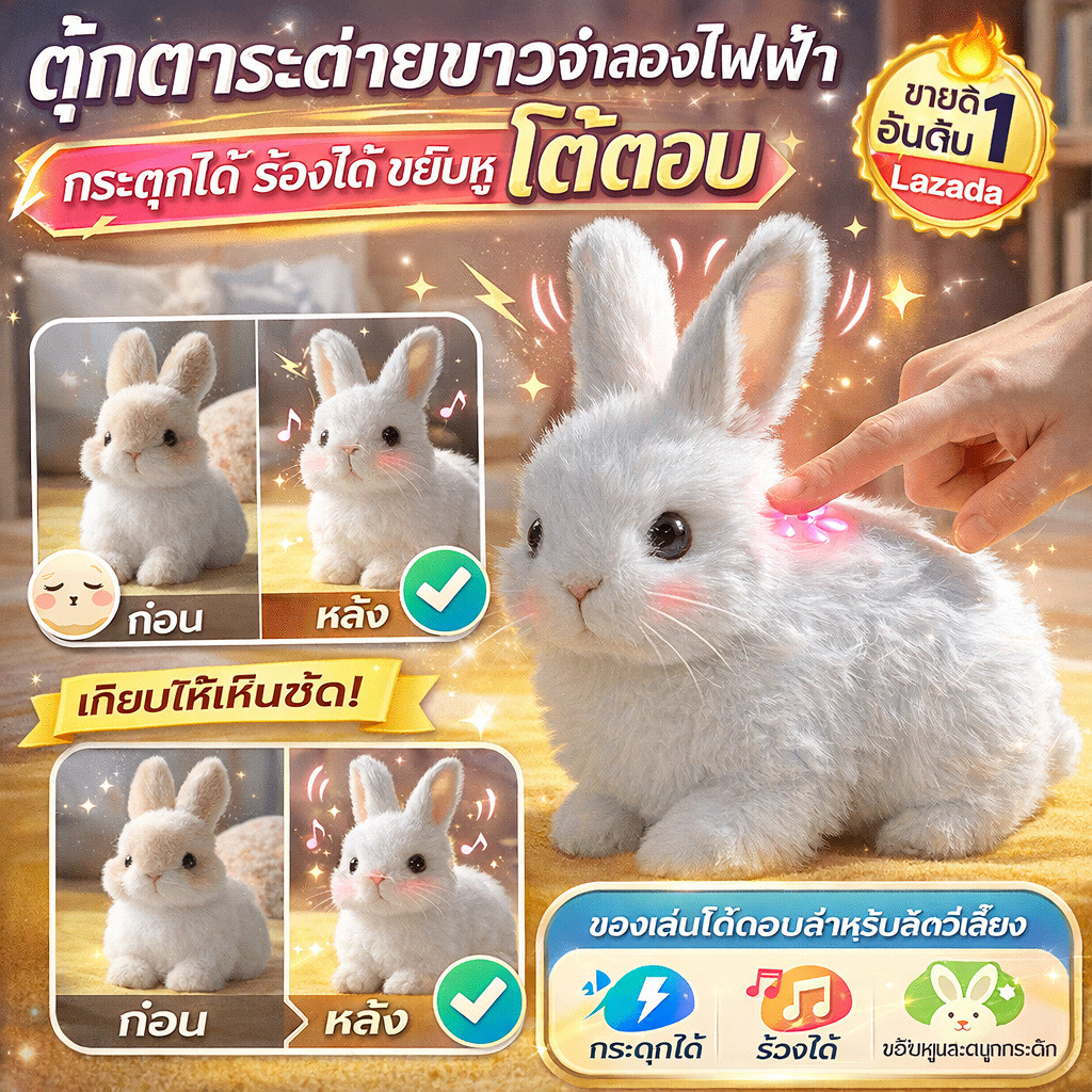 ตุ๊กตาโต้ตอบ ของเล่นโต้ตอบจำลองกระต่าย AI / ตุ๊กตากระต่ายเคลื่อนไหวได้สมจริง การศึกษาด้านสติปัญญา / ของเล่นกระต่ายเดินได้สมจริง ของขวัญเด็กที่ไม่ซ้ำใคร/AI益智类小兔子玩偶