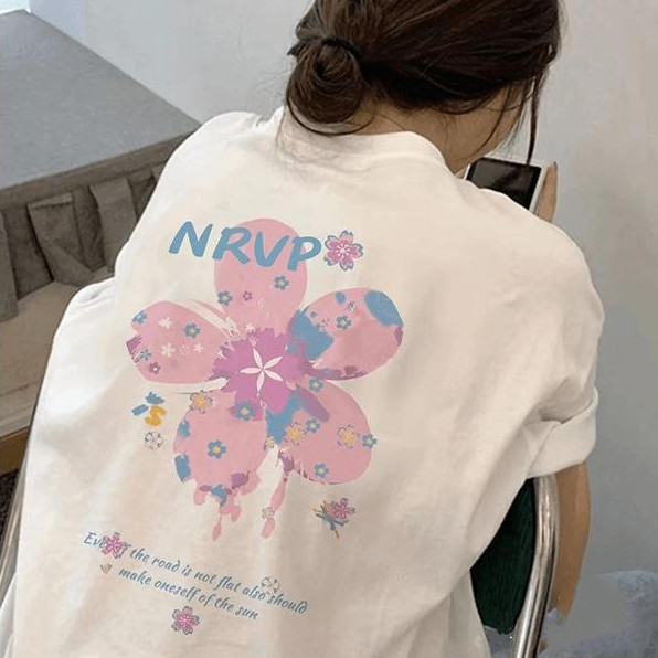 🔥เสื้อยืดโอเวอร์ไซส์ สวมใส่สบาย ผ้าฝ้าย 100% เสื้อคอกลม พิมพ์ "NRVP" คุณภาพสูง แฟชั่นเกาหลี