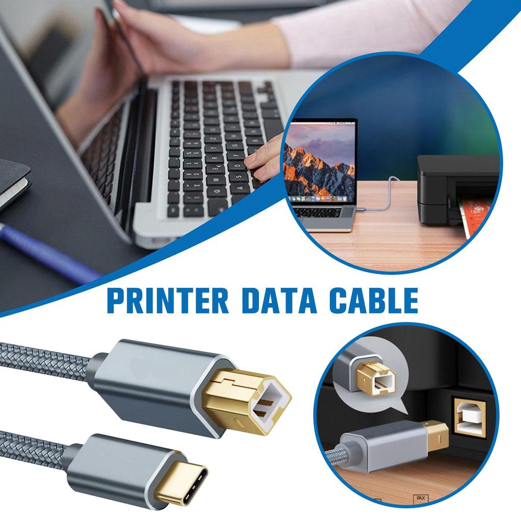 Type-c To Usb Printer Cable Data Line Scanner Fax Machine Printing Universal Piano Cord Line Z2