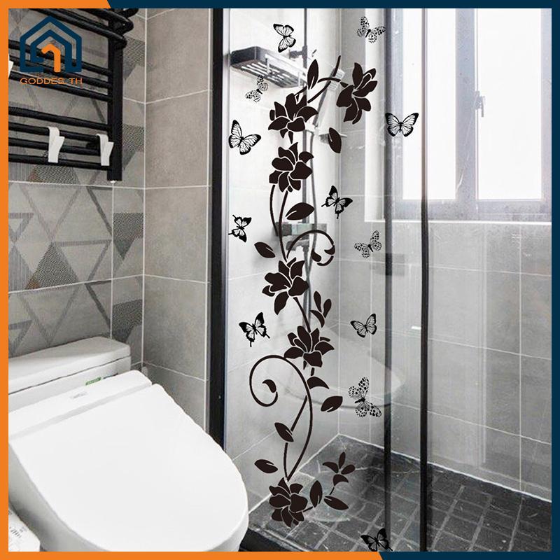 Goddes Floral Iris Vine Mirror Glass Stier ตกแต่งบ้านห้องน้ํา Self-กาว Wall Stier TH