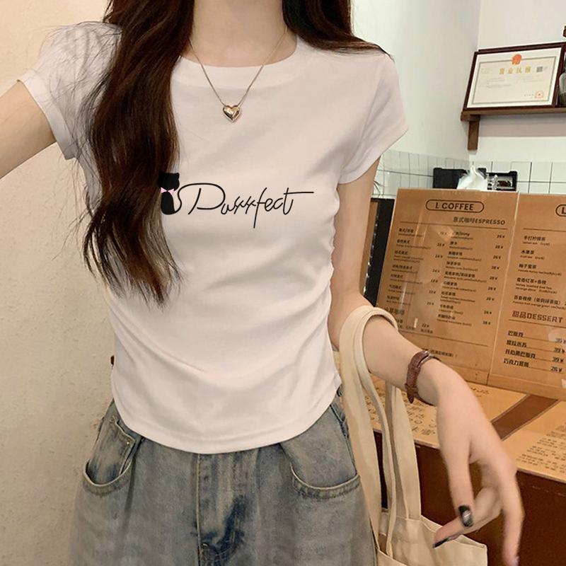 สาวลดอายุ เสื้อยืดทรงจีบธรรมดาสำหรับผู้หญิง ทรงสลิมฟิต ดูบางลง หลากสี สไตล์ลำลอง มีหลายไซซ์ให้เลือก มีหลายไซซ์ให้เลือก