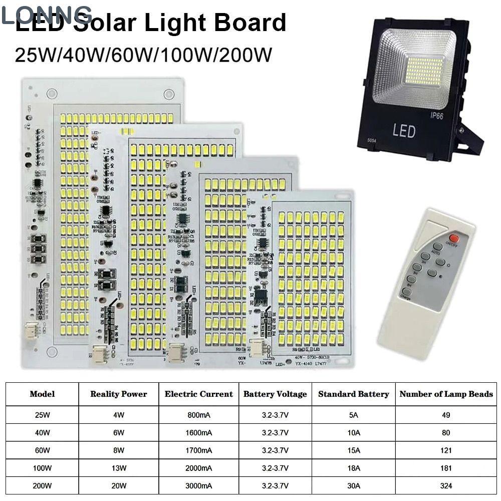 LONNG 1 ชิ้นไฟ LED, แสงสีขาว 25/40/60/100/250 วัตต์แหล่งกําเนิดแสงแผง, ความสว่างสูง SMD5730 พร้อมรีโมทคอนโทรล Floodlight
