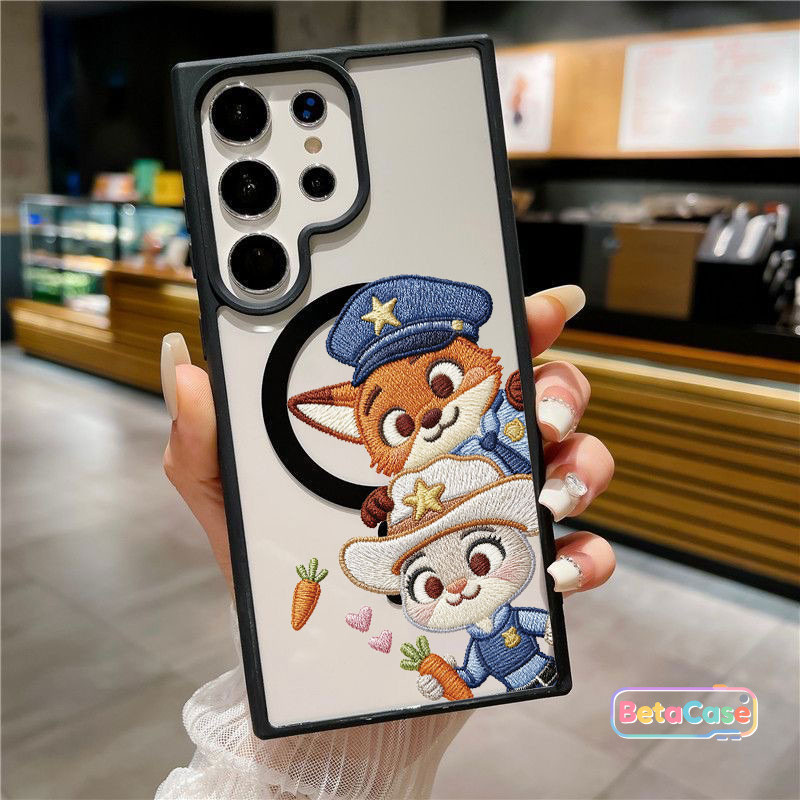 เคสแม่เหล็ก Samsung ลายจิ้งจอกนักสืบกระต่าย น่ารัก S26 S26U S26PLUS S25PLUS S25U S24U S23 S23U S22U