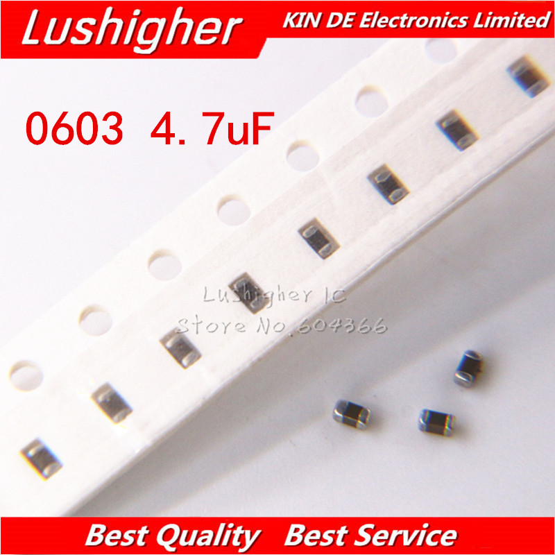 100 ชิ้น 0603 4.7uf 4700nf 475K 50V X7R 10% ตัวเก็บประจุเซรามิก SMD MLCC