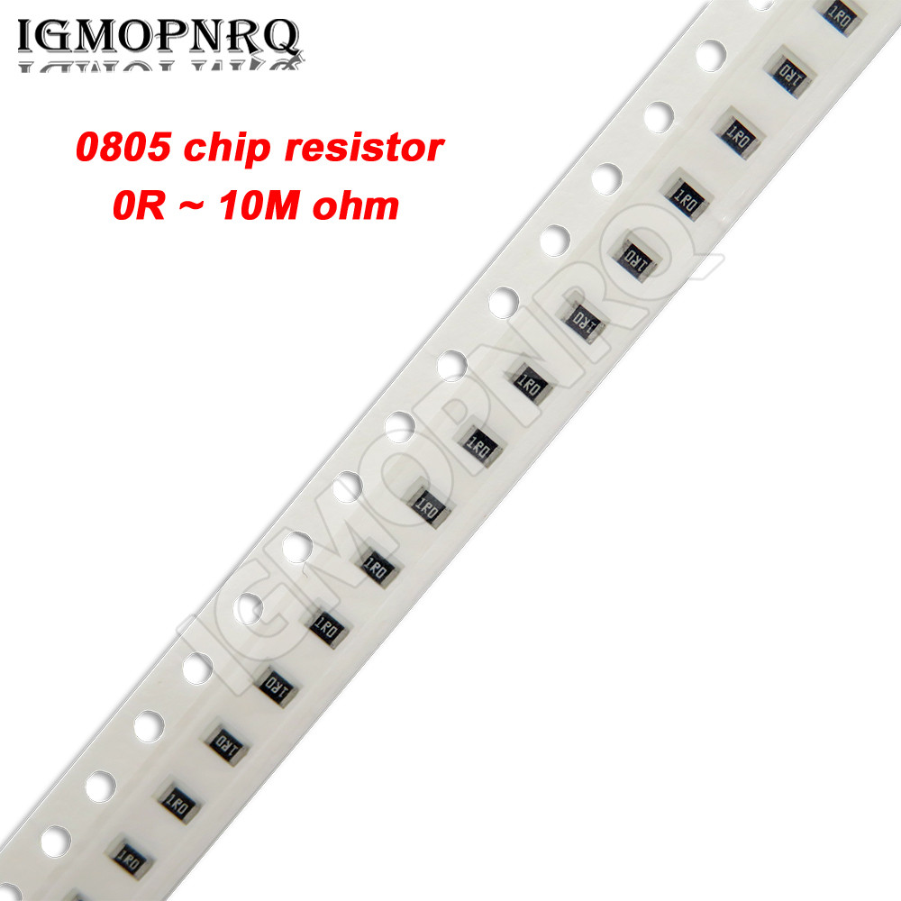 100 ชิ้น 0805 SMD 1/4W 0R ~ 10M ตัวต้านทานชิป 5% 0R 0.1 0.62 0.91 10R 100R 220R 330R 470R 1K 4.7K 10