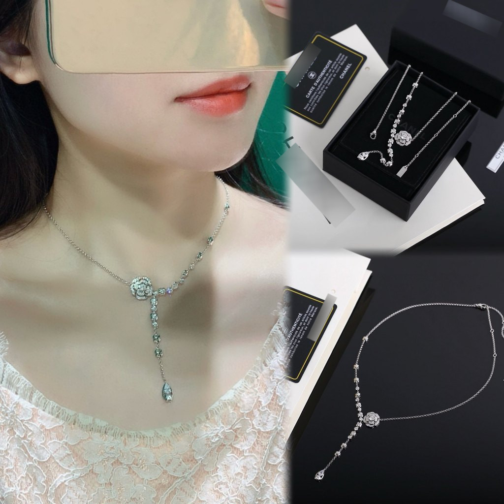 【ก่อนสั่งสอบถาม】ราคา4000 CCC BDC สร้อยคอเงินลายกลีบดอกคริสตัล ชุบทอง 18K หนา  สำหรับผู้หญิง