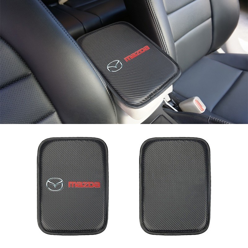 Mazda Armrest Pad คาร์บอนไฟเบอร์ Auto คอนโซลกลางเก็บเบาะรองนั่งอุปกรณ์เสริมสําหรับ MAZDA 2 3 5 6 CX5