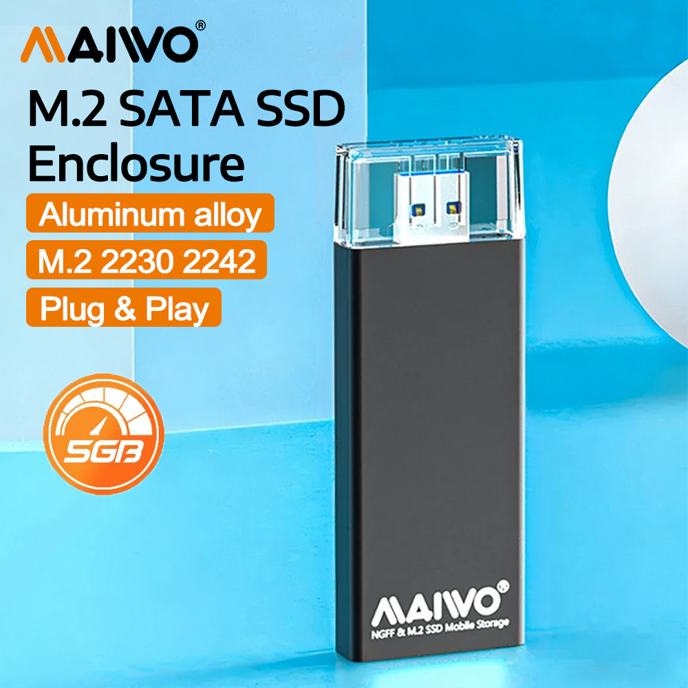 MAIWO SSD Enclosure M.2 SATA NGFF SSD สําหรับ 5Gbps USB3.0 2242 2230 SSD อะแดปเตอร์อลูมิเนียมภายนอก 