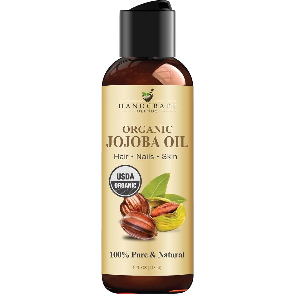 HandcraftBlendsUSDAOrganicJojobaOil-Cold-Press4FlOz-100%Pureand-PremiumGradeCarrierOilforandHair-Hai