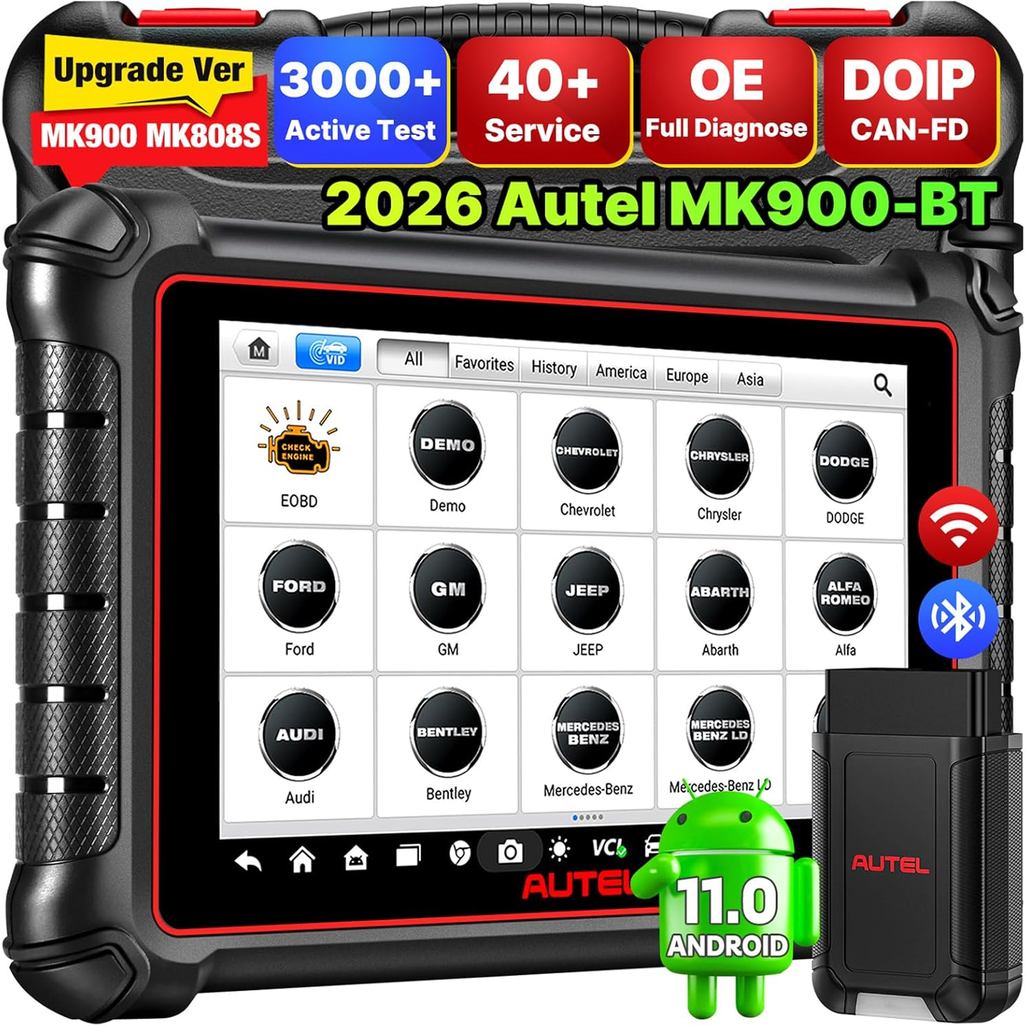 Autel Scanner MaxiCOM MK900BT, 2026 MK900-BT V2.0 เครื่องมือวินิจฉัยแบบสองทิศทาง, 8 นิ้วถึง MK900 MX