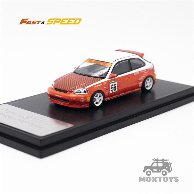 ความเร็วที่รวดเร็ว FS 1:64 Civic Type-R Mk1 EK9 Spoon Red Lego #56 รถโมเดลDiecast limited999