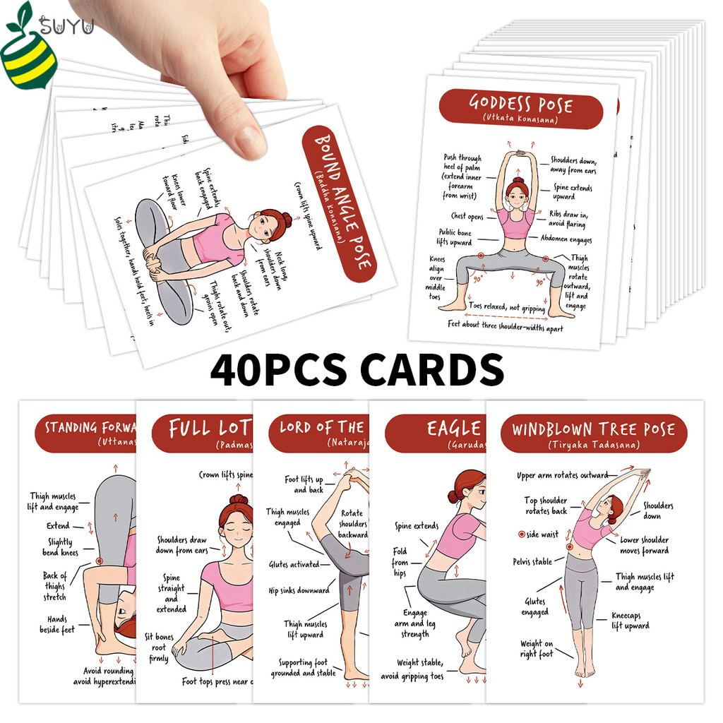 [40 ชิ้นการ์ดโยคะก่อให้เกิด] ดาดฟ้าคู่มือการเคลื่อนไหวโยคะ | การ์ดฝึกพื้นฐานโยคะก่อให้เกิดชนิดบรรจุกล่อง, บทช่วยสอนการยืด,เริ่มต้นสู่การฝึกโยคะขั้นสูง ดาดฟ้า