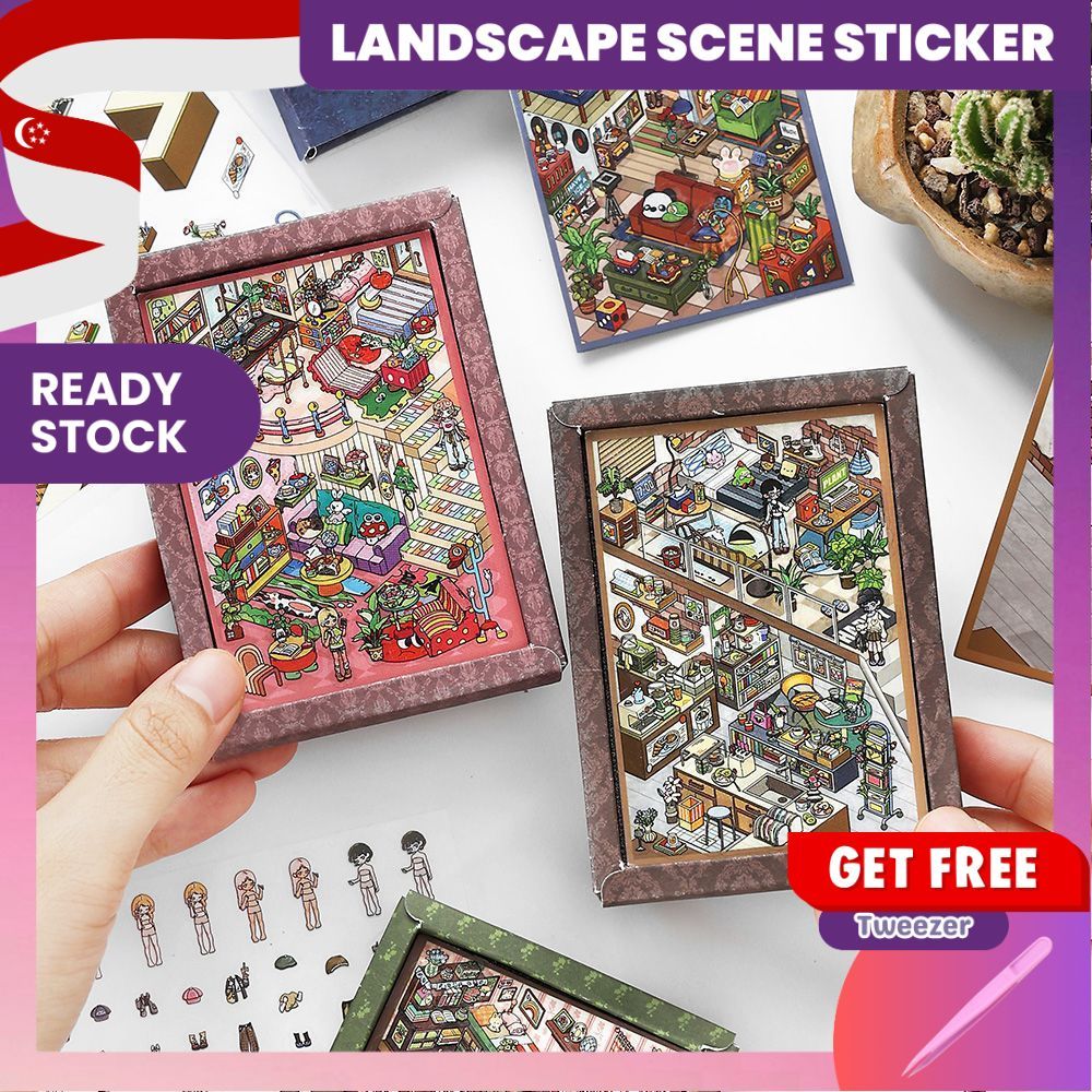 [KW] Forest Treehouse & Colour Studio Landscape Sticker 3D Scene Sticker, สมุดภาพ, Journaling, - HG 