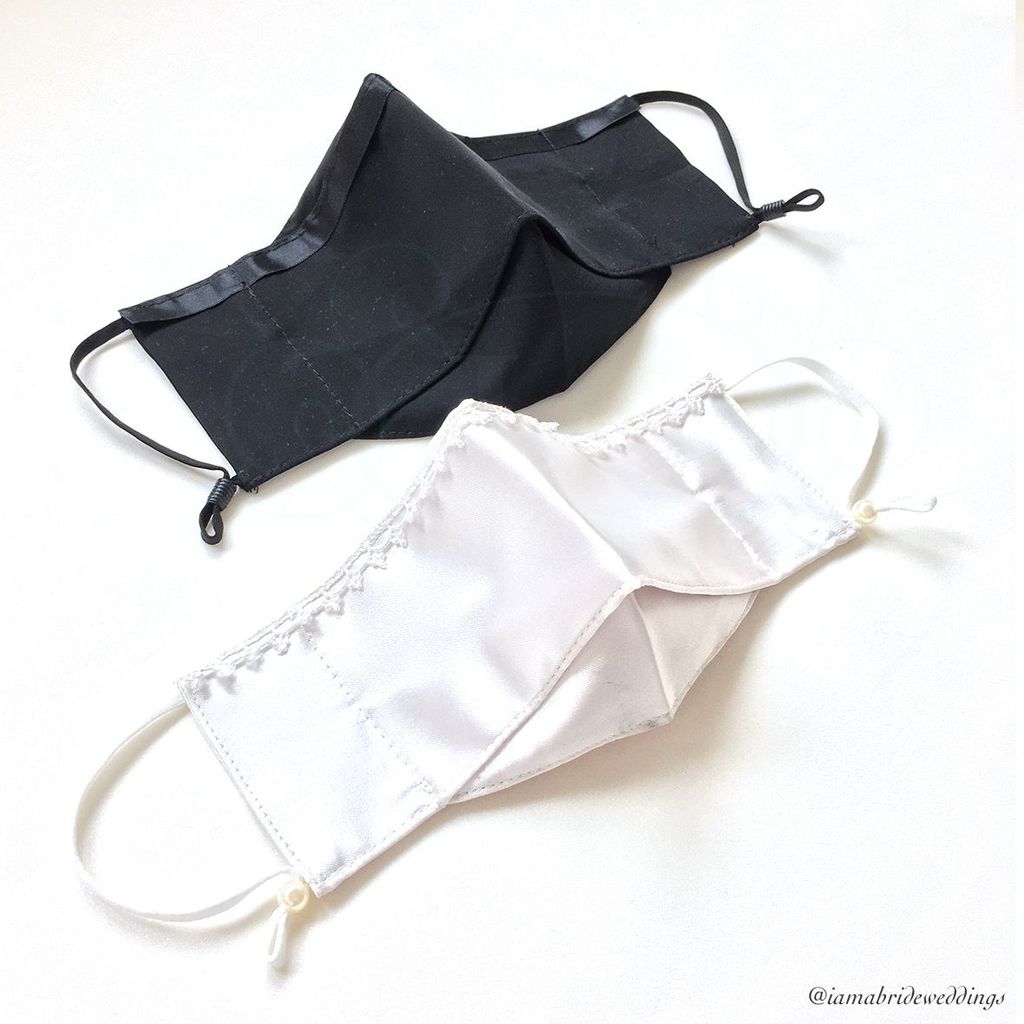 3D Origami Breathable คู่ซาติน Face Mask ลูกไม้เจ้าสาวเจ้าบ่าว Tuxedo Duckbill Face Mask ชุด