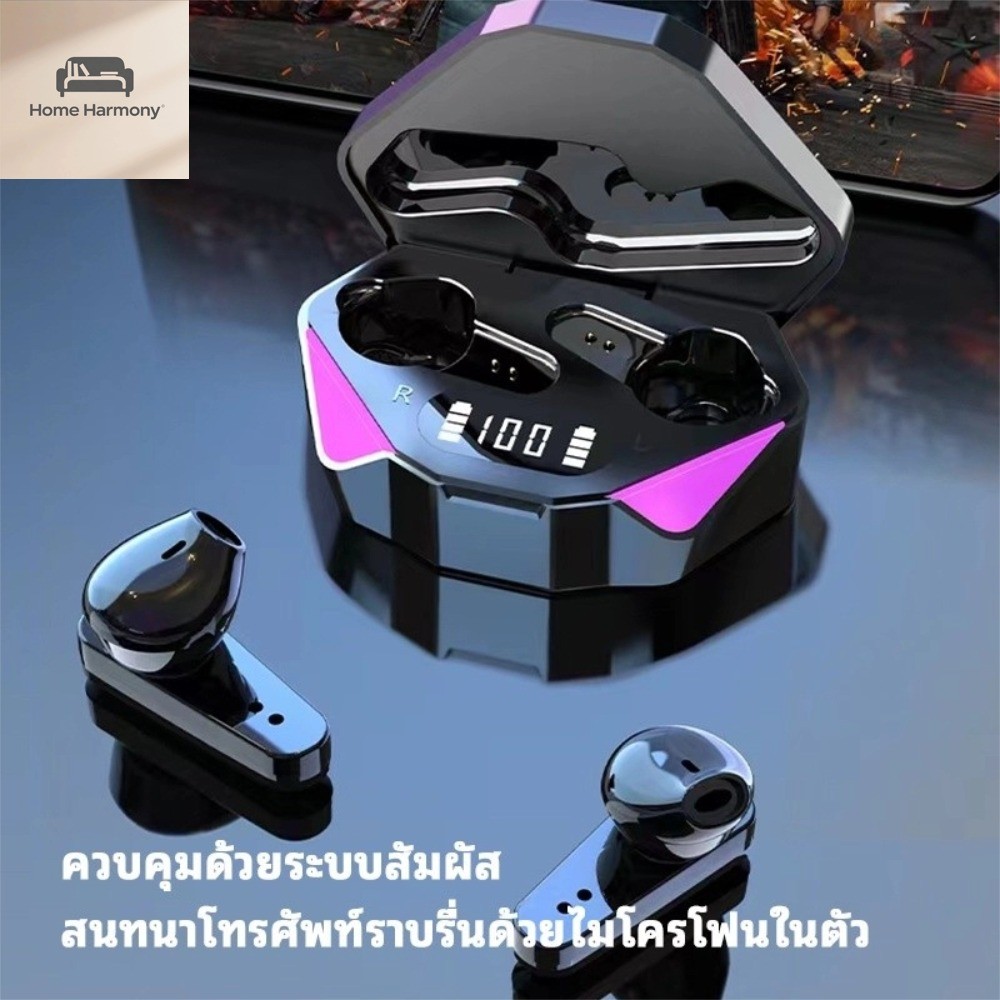 ชุดหูฟังบลูทูธไร้สายพร้อมไมโครโฟนลดเสียงรบกวนกันน้ําเกมทุ่มเท A00227