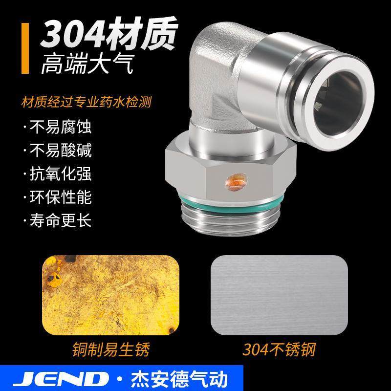 ไซโก้◮304 สแตนเลส Trachea Quick Connector PL8-G02/4/6-G01/10-G03 เกลียวข้อศอกมุมขวา Connector