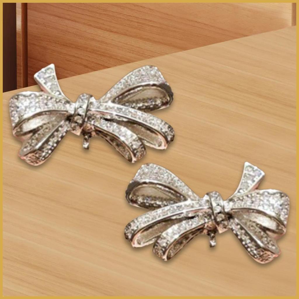 Clip On Earbuds Rhinestone Clip On หูฟัง Bow-Shaped Rhinestone สวมใส่สบายหูฟังเปิดหูตกแต่ง qiazhilph