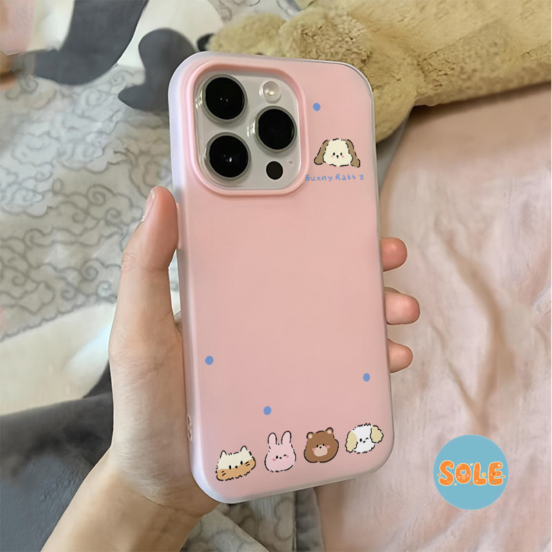 Sole เคสโทรศัพท์ ดูดีเรียบง่าย เหมาะสำหรับiphone 11 17 16 Pro Max XR 12 13 14 15 สีชมพูสวยงาม#080