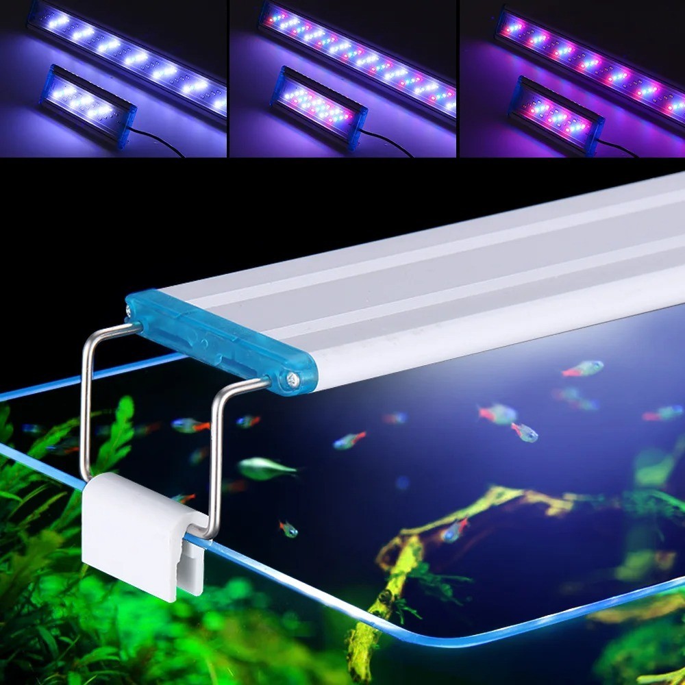 Aquarium LED Light พืชน้ําสําหรับ Aquarium Tricolor Fish Tank Light กันน้ําขยายได้