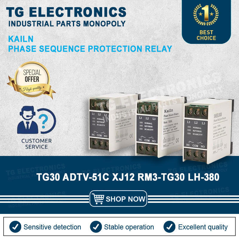 Kailn TG30S ตัวป้องกันลําดับเฟส สามเฟสป้องกันเฟสที่หายไปรีเลย์ TG30 ADTV-51C XJ12 RM3-TG30 LH-380 K8