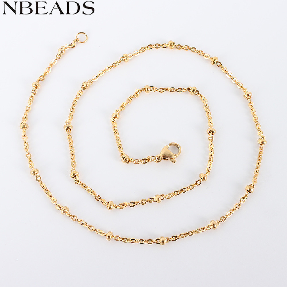 1 ชิ้น Ion Plating (IP) 304 สแตนเลสสตีลสร้อยคอโซ่พร้อมสายกุ้งก้ามกราม Claw Clasps Golden 17.68x0.10 