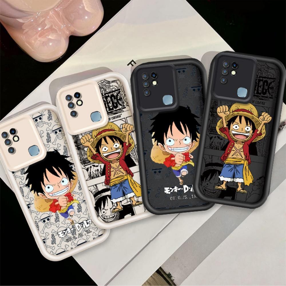 ปลอกคู่โทรศัพท์สําหรับ Infinix HOT 9Play HOT 10Play HOT 11Play น่ารักการ์ตูนซิลิโคน Luffy กันกระแทก 
