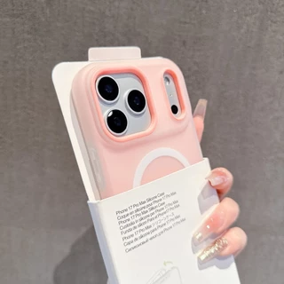 🔥Well🔥ฟรอสต์แมทท์ 2-in-1 สีแคนดี้ เข้ากันได้สำหรับ เคสไอโฟน11 เคส iphone 17 16 Pro Max XR 12 13 14 15 สีชมพูสวยงาม#082