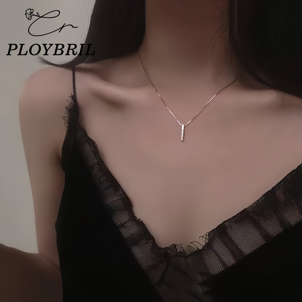 PLOYBRIL สร้อยคอ ประดับจี้เพชร สีโรสโกลด์ สําหรับผู้หญิง X034