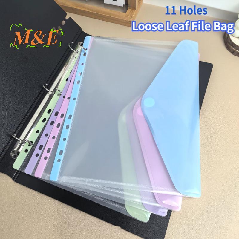 [M&E] A4/Long File Bag Loose Leaf Transparent Data Book 11Hole File Organizer คละสี Binder Pouch [ให