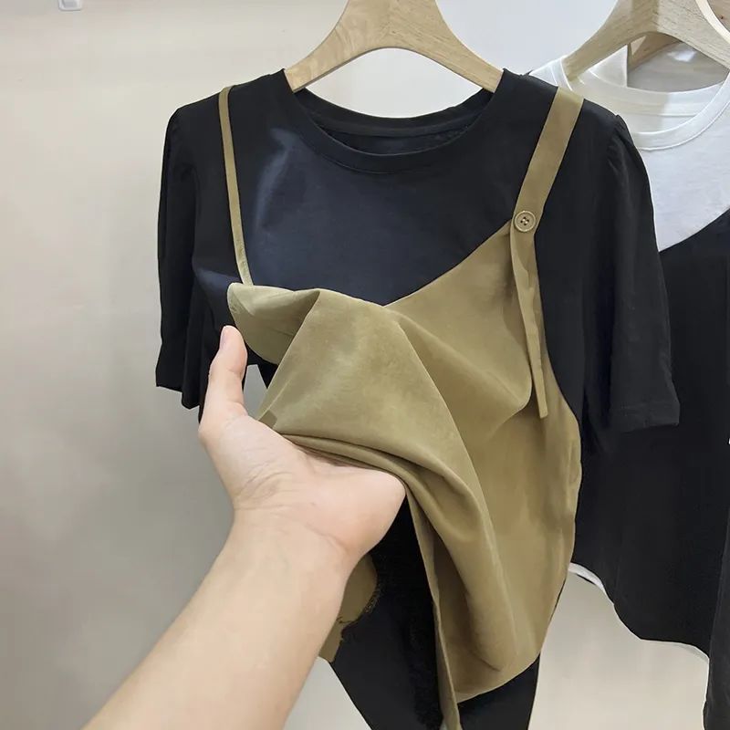 เสื้อยืดแขนสั้นสไตล์เกาหลียอดฮิต ปี 2026 ไซส์หลวม มีฟองน้ำเสริมทรงขนาดใหญ่