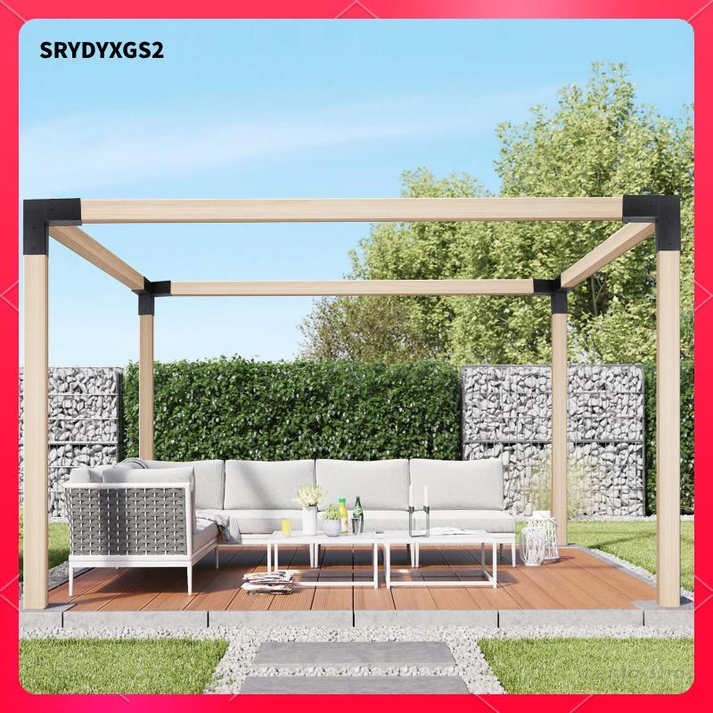 [Srydyxgs2] 4 ชิ้นวงเล็บ Pergola DIY ขาตั้งไม้ยกระดับ Weatherproof 3 Way มุมมุมขวาวงเล็บสําหรับ Gaze