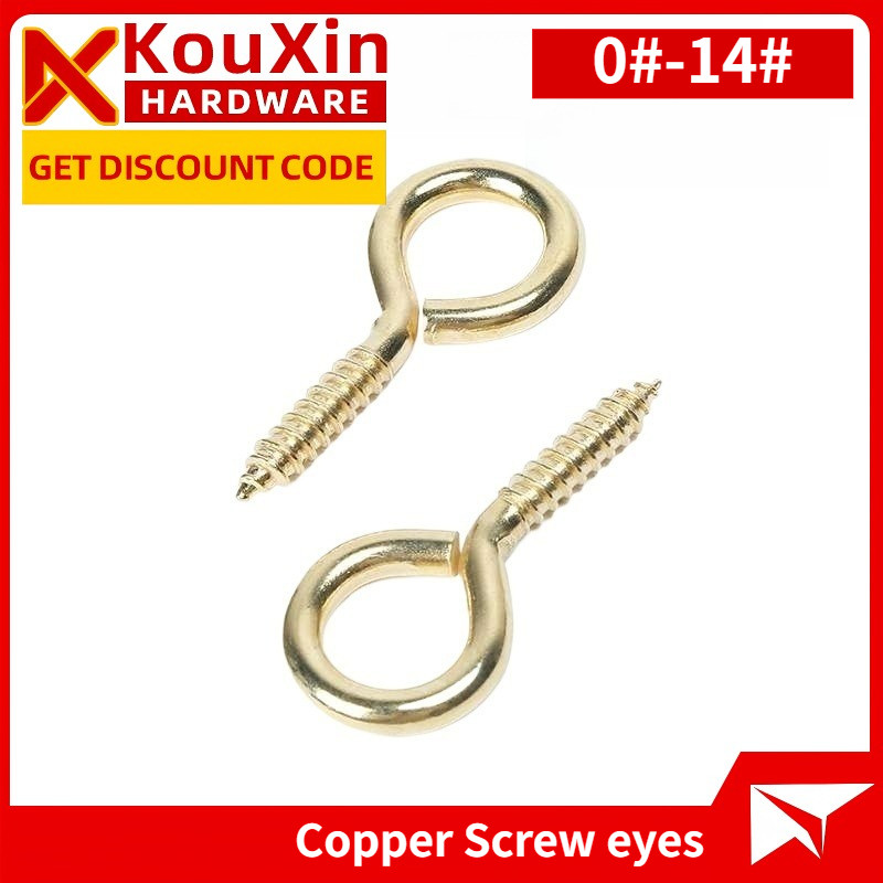 สกรูห่วง สกรูตะขอ เกลียวมิล หัวห่วง เกลียวขวา ชุบทองแดง hook bolt circle head 0#-14# [ZTJ-FC-01]