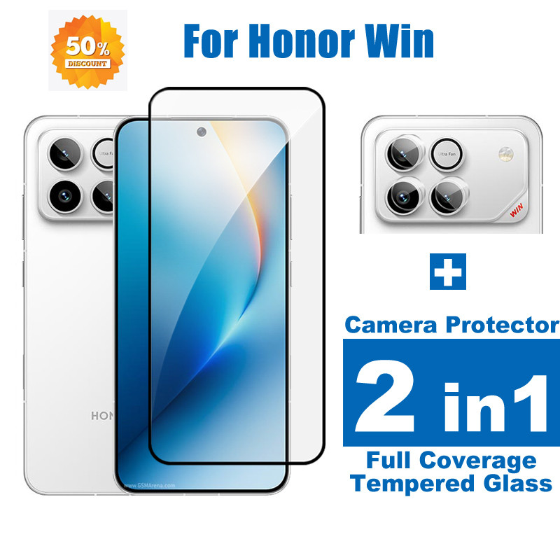 2 in1 สําหรับ Honor Win 5G กระจกนิรภัยสําหรับ Honor Win RT Power2 ป้องกันการระเบิด HD Full Coverage 