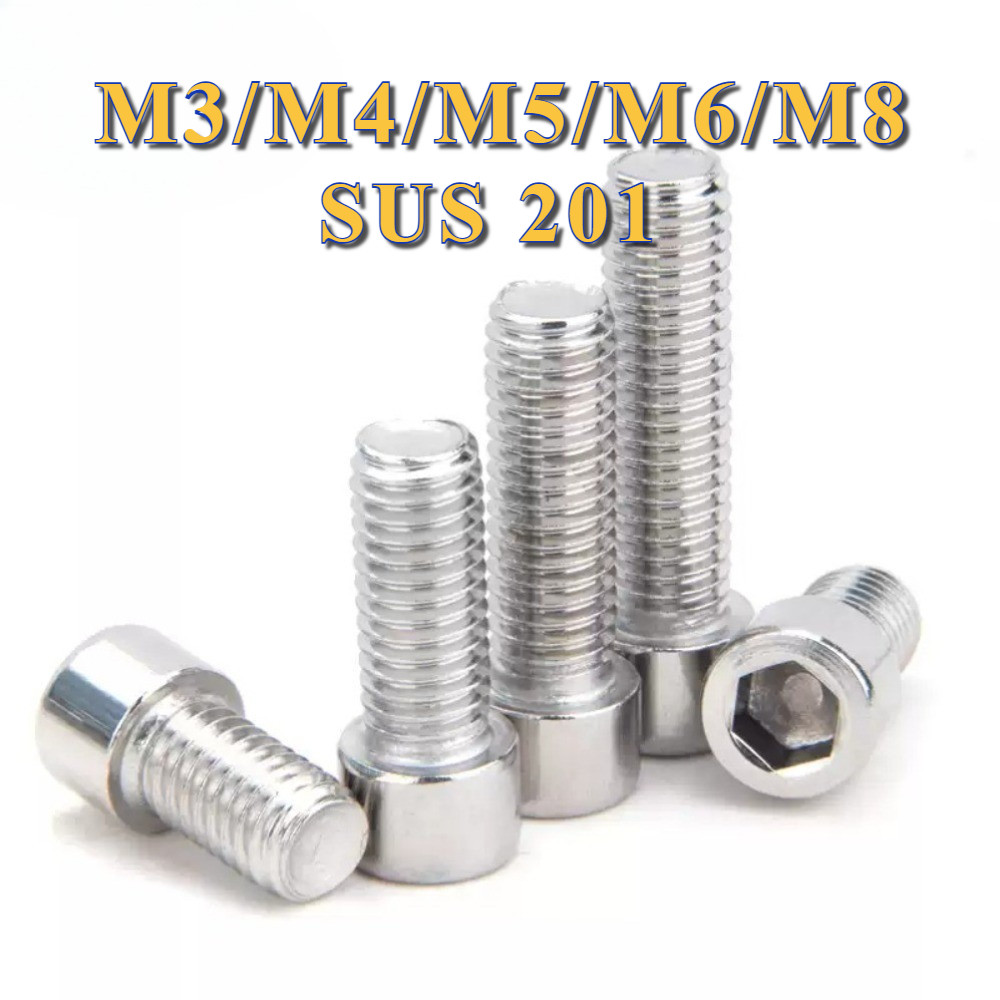 น็อต สกรู หัวจม สแตนเลส 201 เกลียวมิล ตลอด หยาบ M3/M4/M5/M6/M8 * L5-60mm / Hex Socket Head Cap Machine Screw SUS201 M3/M4/M5/M6/M8 * L5-60mm [PY-TH2]