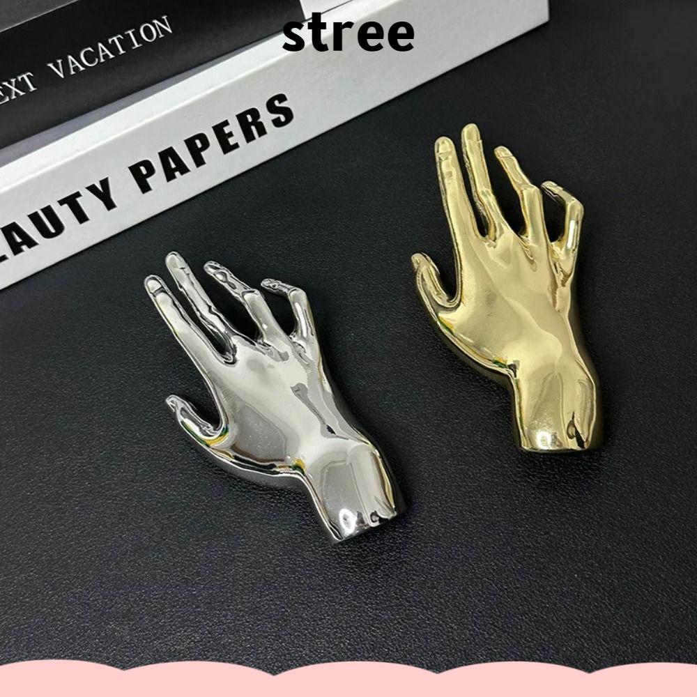 เข็มกลัดพาลม STREE Smooth สไตล์หรู เข็มกลัดโลหะรูปมือสีทอง และหมุดสูทขนาดใหญ่สีเงินสำหรับผู้ชาย