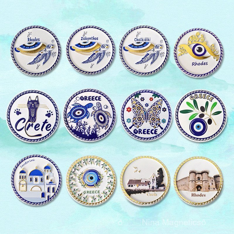 ยุโรป Greece ตู้เย็นสติกเกอร์ Santorini Clare Island Rhode Island Tourist Attractions คอลเลกชันของที