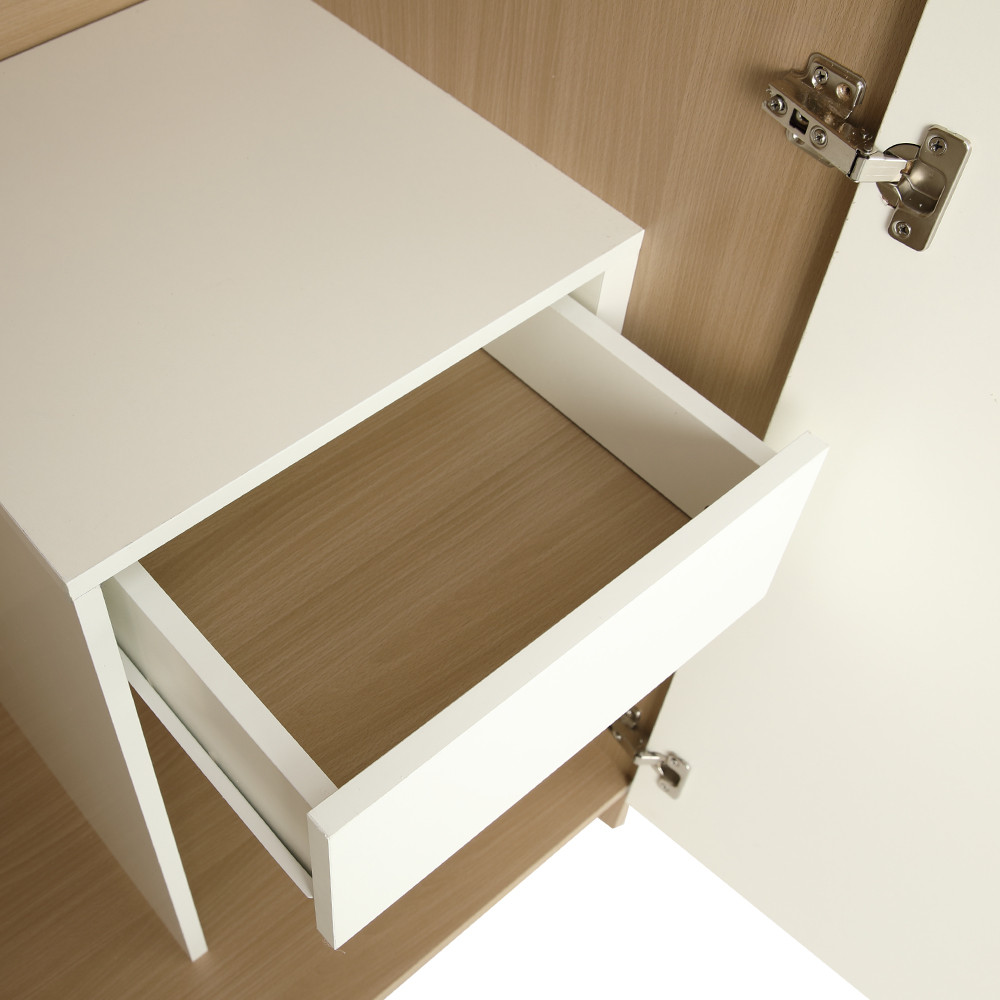 Furinbox ตู้เสื้อผ้า 2 บาน รุ่นเฟส ขนาด 90 ซม. - สีธรรมชาติ/ขาว - รูปที่ 6